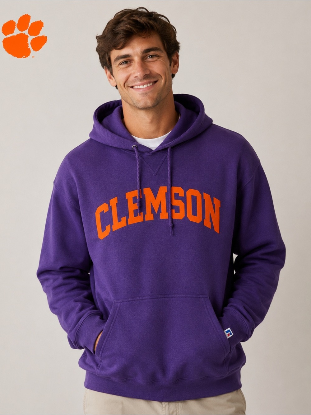 CLEMSON Athletic Purple Hoodie with Orange CLEMSON Script